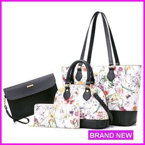 Synthetic Leather Tote Crossbody Shoulder Bag Set Versatile Multi-Style Gift